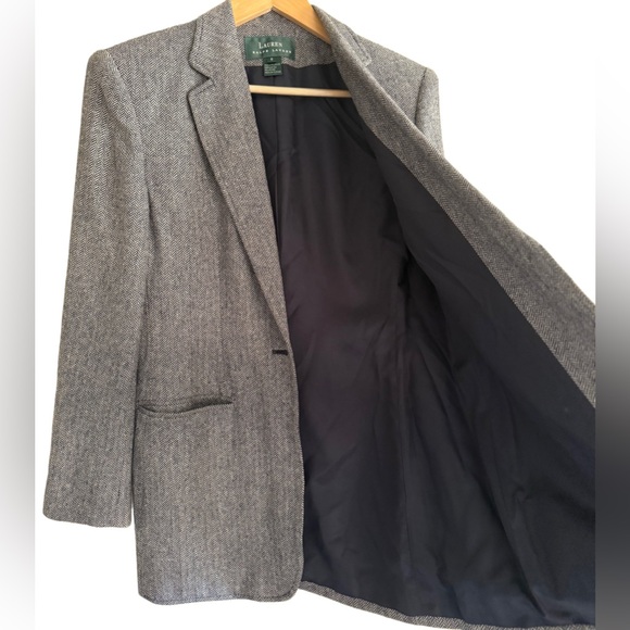 LAUREN RALPH LAUREN Vintage Silk Wool Blend Preppy Formal Structured Blazer Sz 8 - Picture 10 of 12